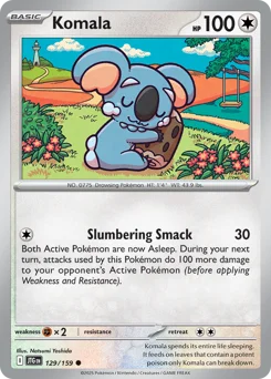 Komala Pokemon card from Journey Together, card number 129