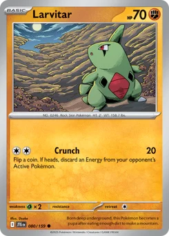 Larvitar Pokemon card from Journey Together, card number 80