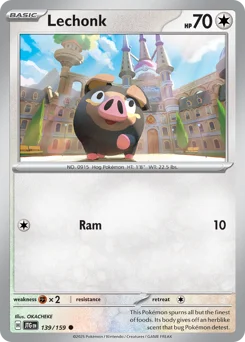 Lechonk Pokemon card from Journey Together, card number 139