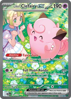 Lillie's Clefairy ex Pokemon card from Journey Together, card number 184