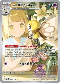 Lillie's Ribombee Pokemon card from Journey Together, card number 164