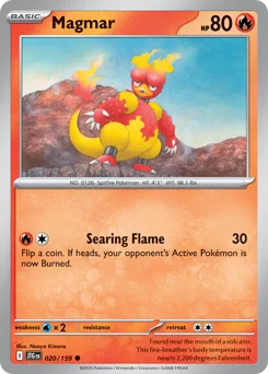 Magmar Pokemon card from Journey Together, card number 20