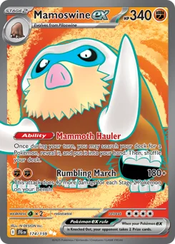 Mamoswine ex Pokemon card from Journey Together, card number 174