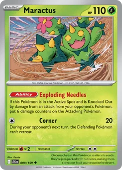 Maractus Pokemon card from Journey Together, card number 8