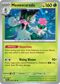 Meowscarada Pokemon card from Journey Together, card number 18