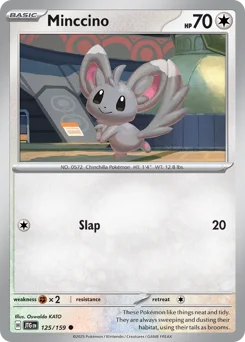 Minccino Pokemon card from Journey Together, card number 125