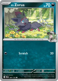 N's Zorua Pokemon card from Journey Together, card number 97