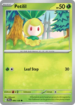 Petilil Pokemon card from Journey Together, card number 6