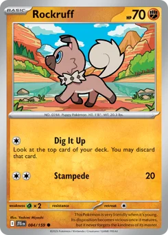 Rockruff Pokemon card from Journey Together, card number 84