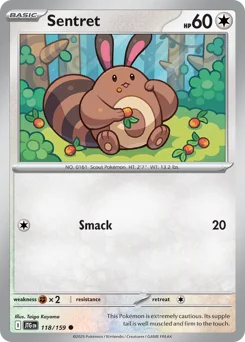 Sentret Pokemon card from Journey Together, card number 118