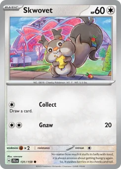 Skwovet Pokemon card from Journey Together, card number 131