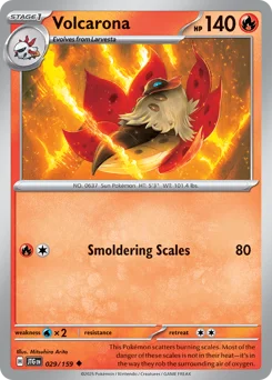 Volcarona Pokemon card from Journey Together, card number 29