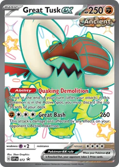 Great Tusk ex Pokemon card from Scarlet & Violet Black Star Promos, card number 72