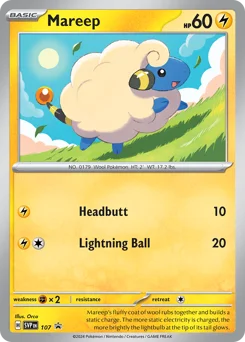 Mareep Pokemon card from Scarlet & Violet Black Star Promos, card number 107