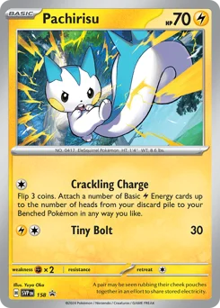 Pachirisu Pokemon card from Scarlet & Violet Black Star Promos, card number 158