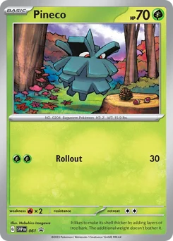 Pineco Pokemon card from Scarlet & Violet Black Star Promos, card number 61