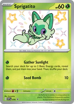 Sprigatito Pokemon card from Scarlet & Violet Black Star Promos, card number 76