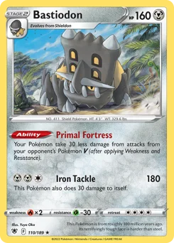 Bastiodon Pokemon card from Astral Radiance, card number 110