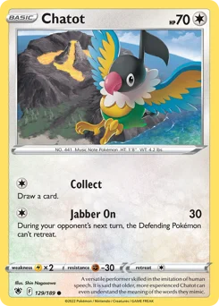 Chatot Pokemon card from Astral Radiance, card number 129