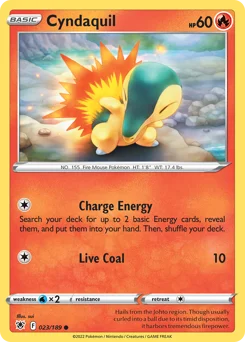 Cyndaquil Pokemon card from Astral Radiance, card number 23