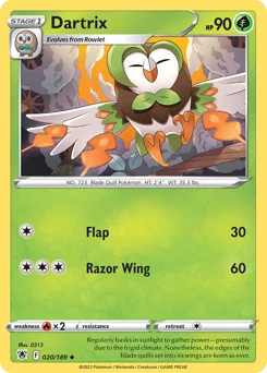 Dartrix Pokemon card from Astral Radiance, card number 20