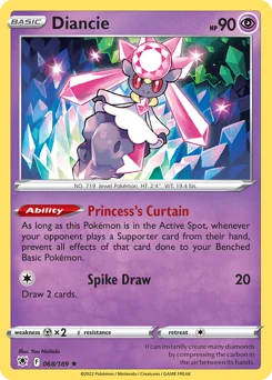 Diancie Pokemon card from Astral Radiance, card number 68