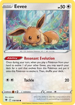 Eevee Pokemon card from Astral Radiance, card number 119