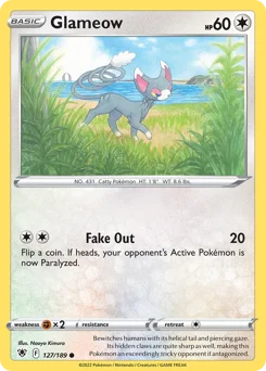 Glameow Pokemon card from Astral Radiance, card number 127
