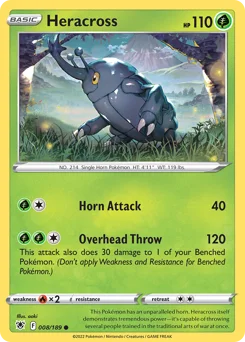 Heracross Pokemon card from Astral Radiance, card number 8