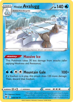 Hisuian Avalugg Pokemon card from Astral Radiance, card number 48