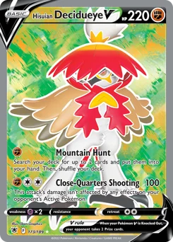 Hisuian Decidueye V Pokemon card from Astral Radiance, card number 173