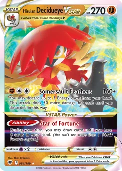 Hisuian Decidueye VSTAR Pokemon card from Astral Radiance, card number 84