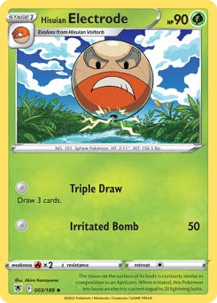 Hisuian Electrode Pokemon card from Astral Radiance, card number 3