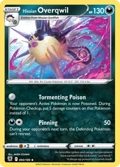 Hisuian Overqwil Pokemon card from Astral Radiance, card number 90