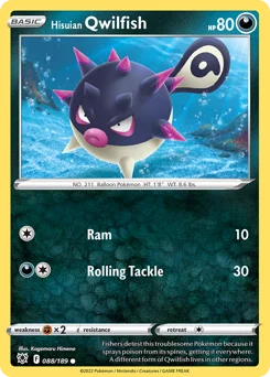 Hisuian Qwilfish Pokemon card from Astral Radiance, card number 88