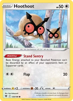 Hoothoot Pokemon card from Astral Radiance, card number 120