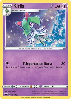 Kirlia Pokemon card from Astral Radiance, card number 61