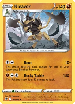 Kleavor Pokemon card from Astral Radiance, card number 85