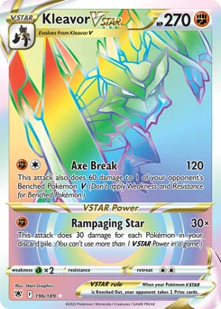 Kleavor VSTAR Pokemon card from Astral Radiance, card number 196