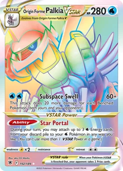 Origin Forme Palkia VSTAR Pokemon card from Astral Radiance, card number 192