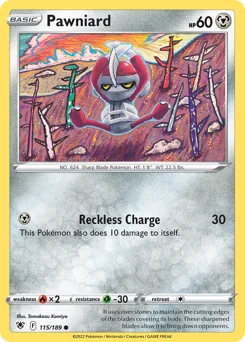 Pawniard Pokemon card from Astral Radiance, card number 115