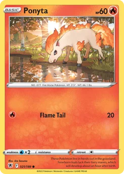 Ponyta Pokemon card from Astral Radiance, card number 21