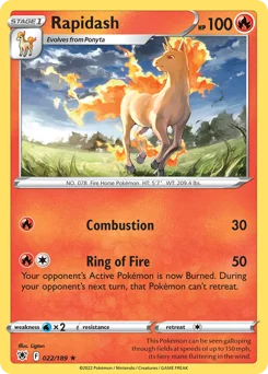 Rapidash Pokemon card from Astral Radiance, card number 22