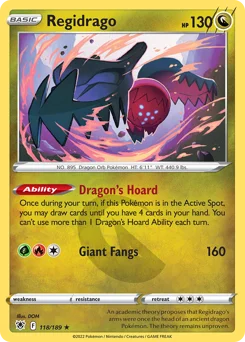 Regidrago Pokemon card from Astral Radiance, card number 118
