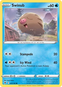 Swinub Pokemon card from Astral Radiance, card number 31