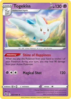 Togekiss Pokemon card from Astral Radiance, card number 57