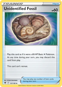Unidentified Fossil Pokemon card from Astral Radiance, card number 157