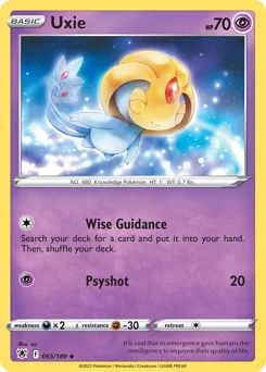 Uxie Pokemon card from Astral Radiance, card number 65