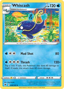 Whiscash Pokemon card from Astral Radiance, card number 36