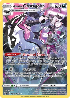 Galarian Obstagoon Pokemon card from Astral Radiance Trainer Gallery, card number TG10